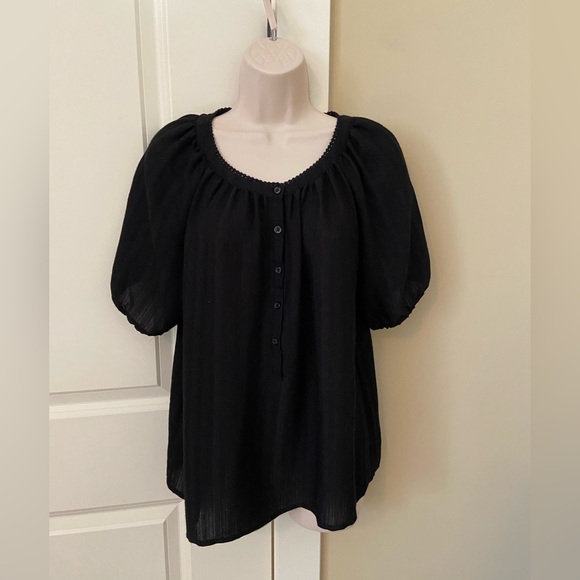 LOFT Tops - LOFT Black Top with Button Detail